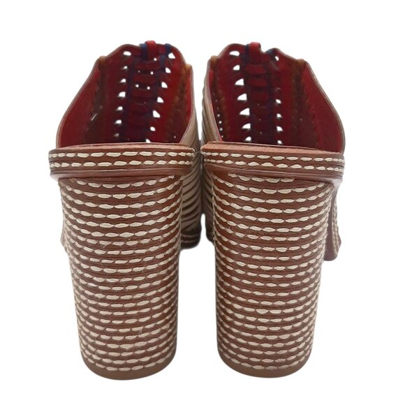 Tory Burch Pecha Woven Leather Mules in Dulce De Leche SZ 8 - Picture 6 of 13
